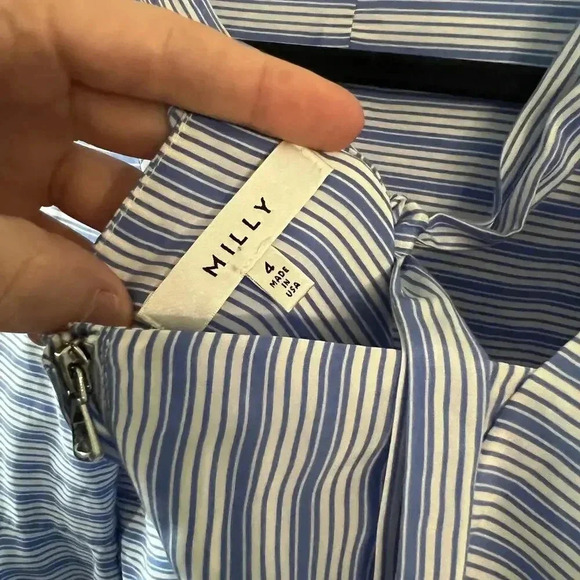 330 Milly Striped Long Sleeve Open Back Blouse Size 4 - Picture 4 of 5